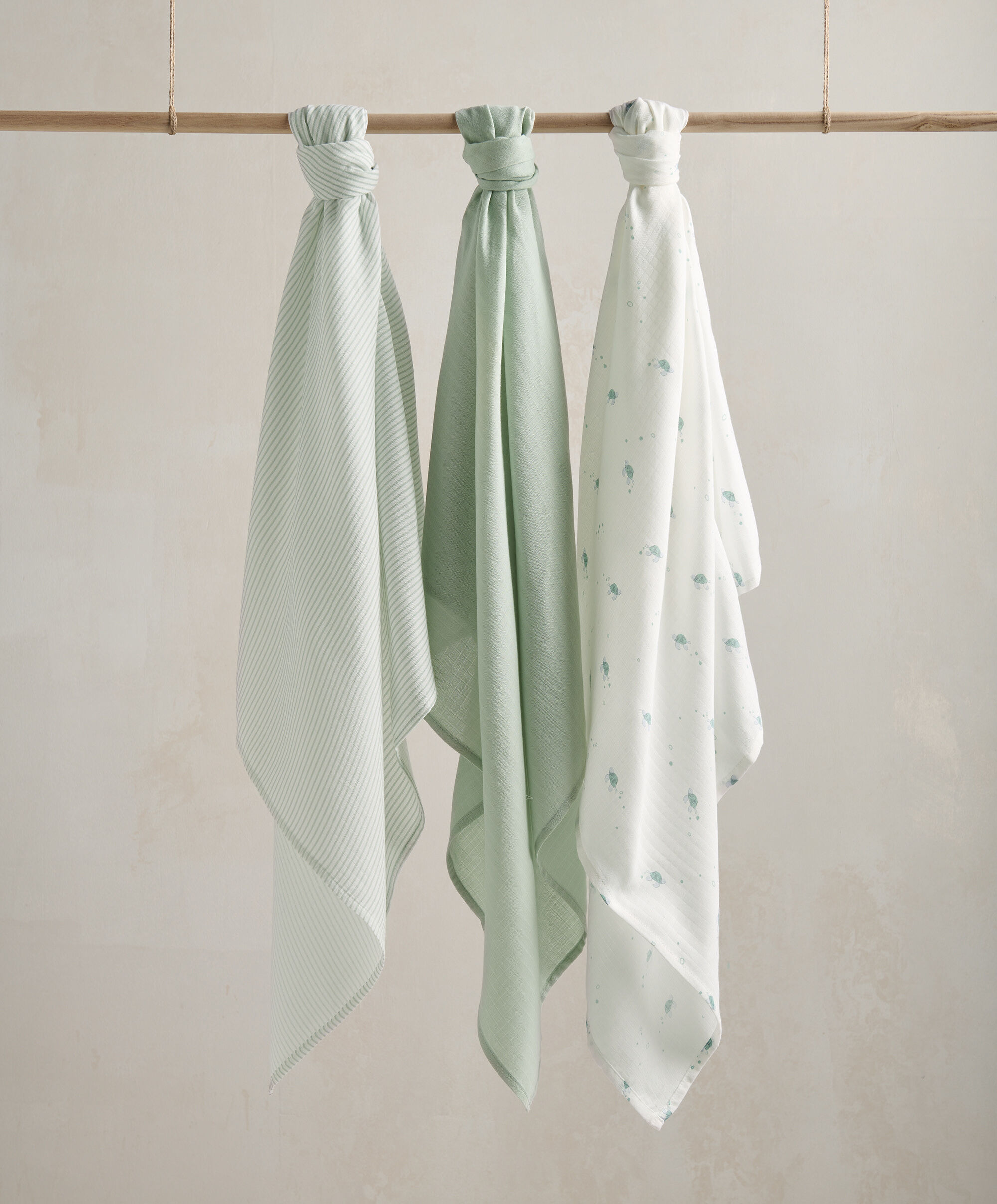 طقم مربعات موسلين كبيرة بنقشة سلحفاة - 3 قطع