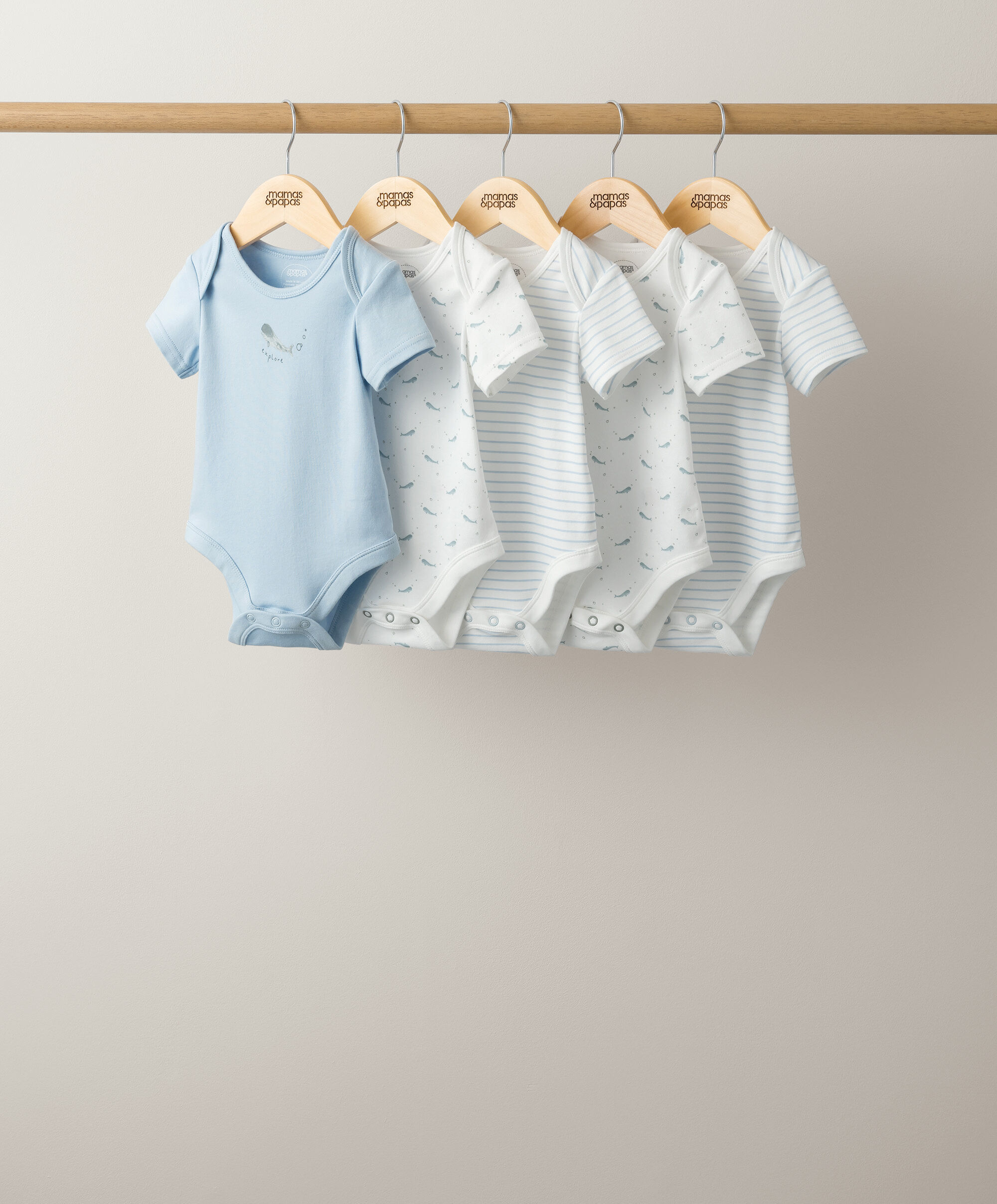 طقم لباس قطعة واحدة بطبعة حوت - 5 قطع